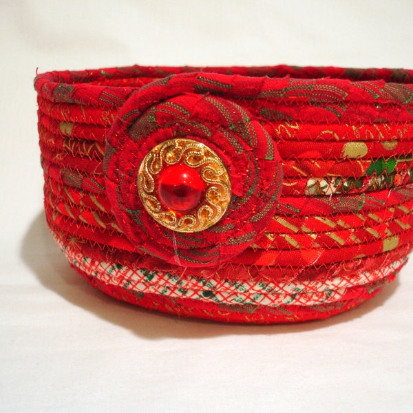 Coiled Fabric Bowl in Sparkling Christmas Red