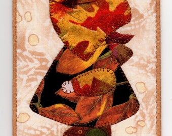 Autumn Sunbonnet Sue Quilted Fabric Postcard