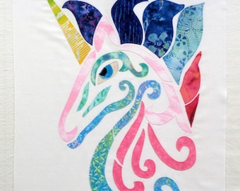 Una Unicorn Appliqued Quilt Block