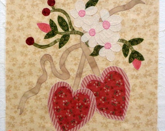 Vintage Valentine Appliqued Quilt Block #5