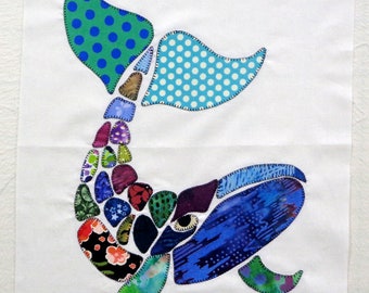 Patchwork Whale Appliqued Quilt Block