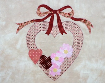 Romantic Hearts and Dogwoods Appliqued Quilt Block