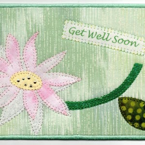 Get Well Soon Quilted Fabric Postcard