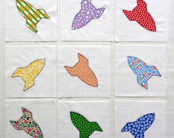 Rocket Ships Appliqued Quilt Blocks