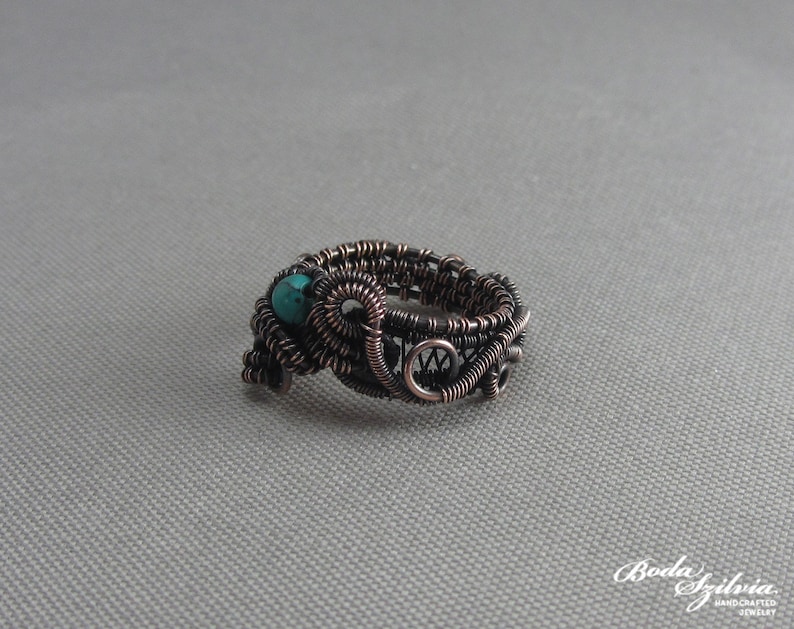 turquoise copper ring December birthstone jewelry wire wrapped turquoise jewelry gift for sagittarius women- US size 5 14 copper ring