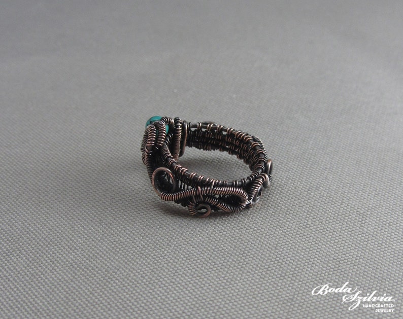 turquoise copper ring December birthstone jewelry wire wrapped turquoise jewelry gift for sagittarius women- US size 5 14 copper ring