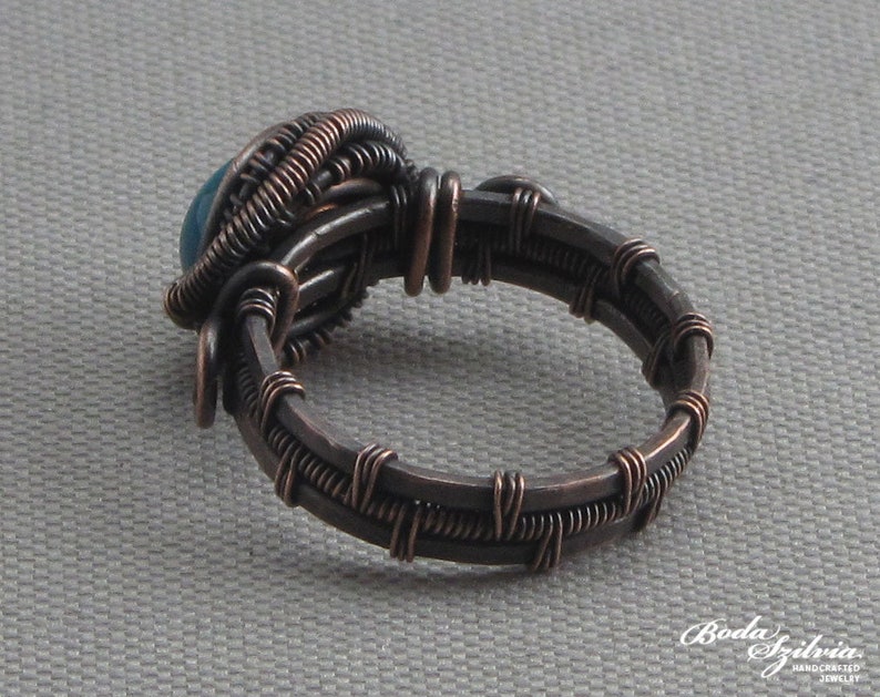 US size 6 12 ring healing stone gift for her elegant chrysocolla jewelry copper chrysocolla ring /'messenger/' wire wrapped copper ring