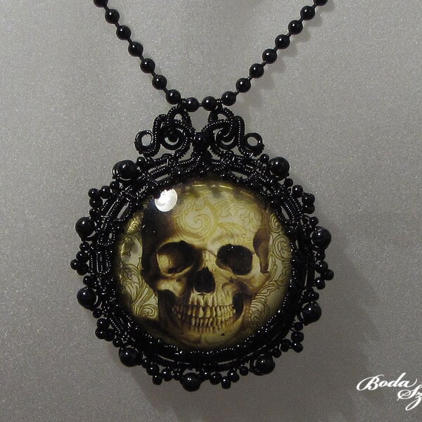 Sch&auml;del - OOAK gotischen Draht gewickelt Anh&auml;nger