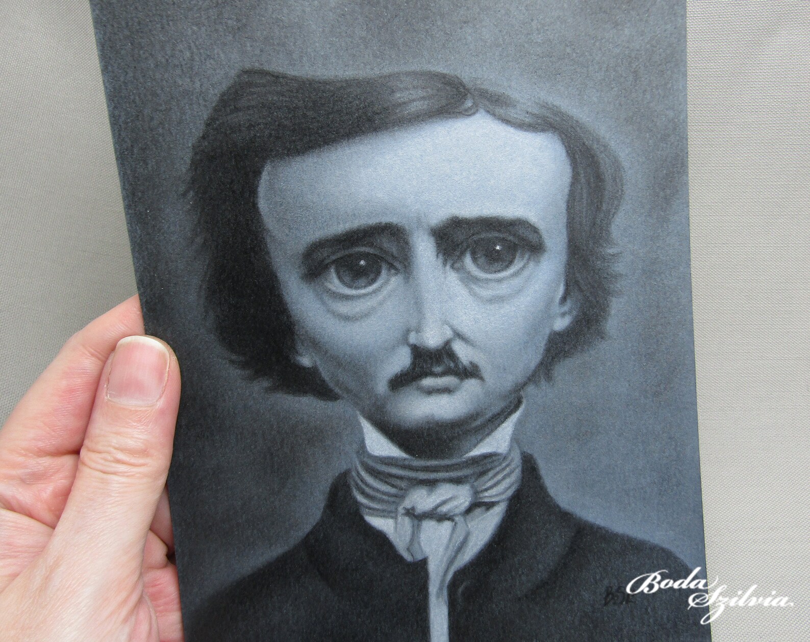 Edgar Allan Poe Portrait Original Charcoal and Pastel Drawing - Etsy