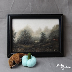 Guardians Small Framed Oil Painting: Gothic Art, Halloween Home Decor