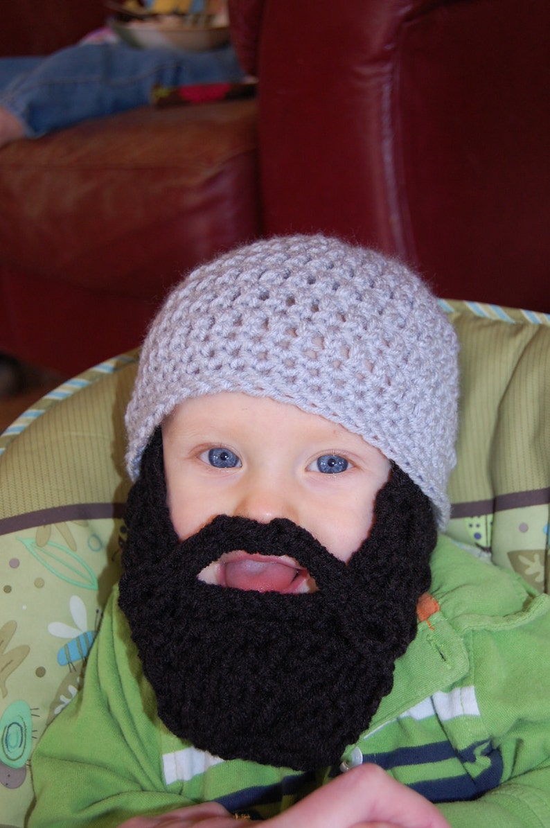 Gray Beanie with Black Beard Baby Beard Hat Baby Beard Etsy