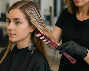 Coloring Grip Comb Y.S Park Red 225 mm – Precision Sectioning Comb – Heat Resistant, Anti-Static, Chemical Resistant, Salon Quality