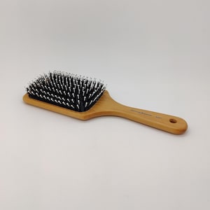 Paddlebrush hairbrush boar bristles & nylon pins 11-row -Gentle detangling of hair - Wooden hairbrush - Cushion brush