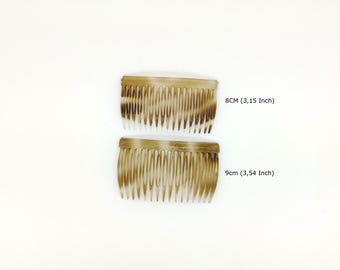 Franse haar kam – Zijkam 8 cm / 9 cm met spleettanden van celluloid (2 stuks) | Haaraccessoire