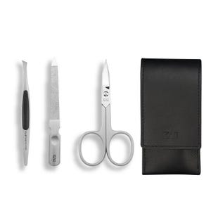 Manicure set 3 pieces in nappa leather case / pedicure - nail set nail scissors, nail file, tweezers made of Japanese steel