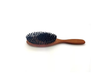 Long hair brush 100% wild boar bristles 10-row pear wood - Wooden hair brush wild boar / Christmas Present Idea