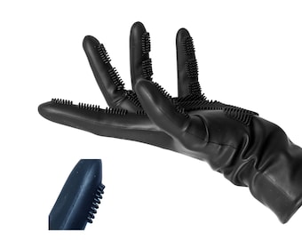 Pet Grooming Gloves – Silicone Brush Gloves for Dogs + Cats, Bath, Shampoo & Massage