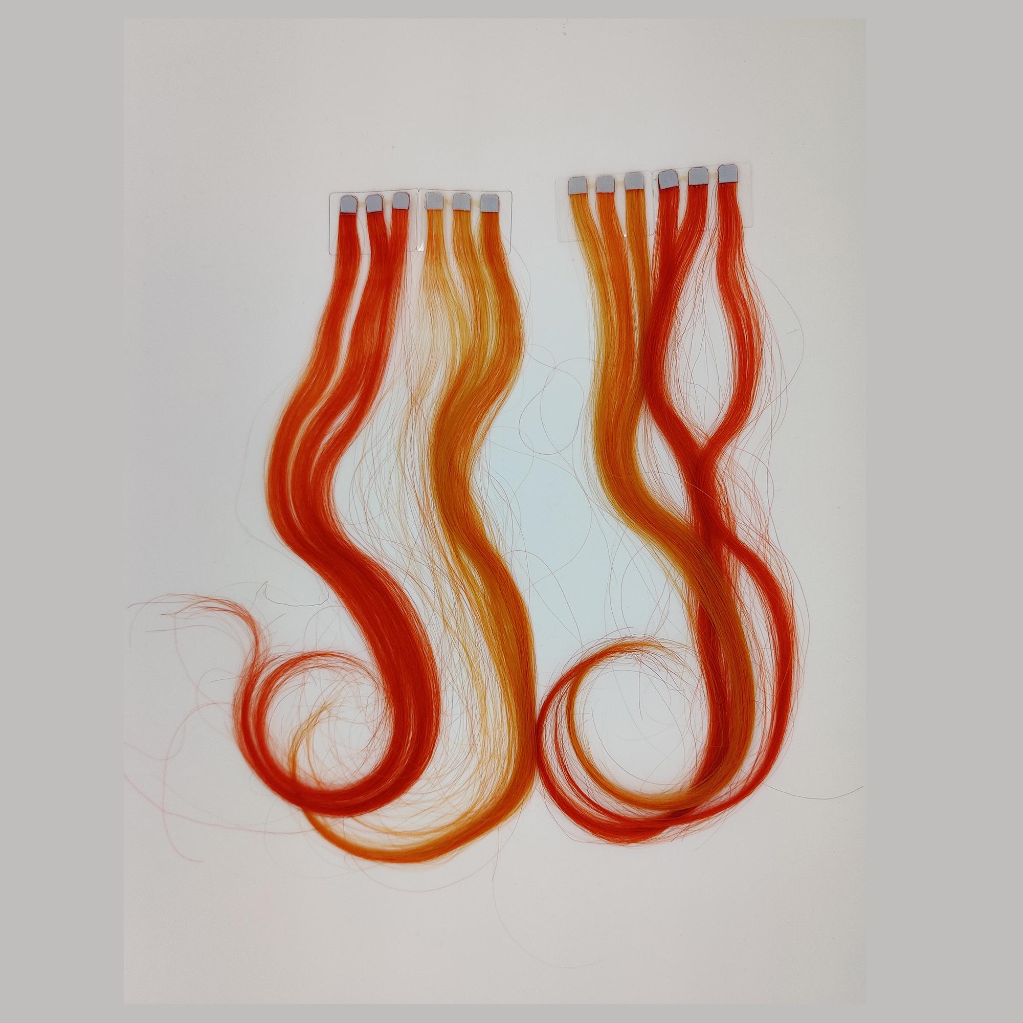 Tape extensions highlights human hair 12x color “Sunburst” 40cm / human hair extension / clip-in highlight festival hairstyles