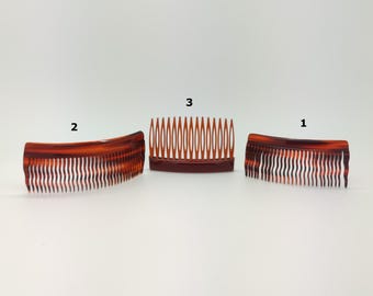 Zijkam Cubana – Set van 2 haar kammen met golvende of rechte tanden van celluloid, bruin, 8,5cm of 11cm