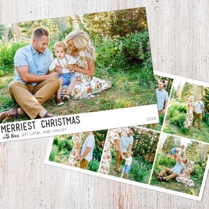 Photo Christmas Card Template: Merry Christmas Simple and Classic Font Custom Photo Holiday Card Printable