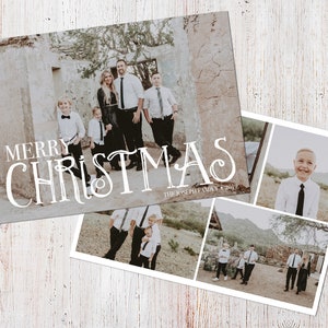 Photo Christmas Card Template: Merry Christmas Simple and Classy Front Custom Photo Holiday Card Printable