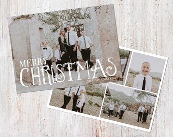 Photo Christmas Card Template: Merry Christmas Simple and Classy Front Custom Photo Holiday Card Printable