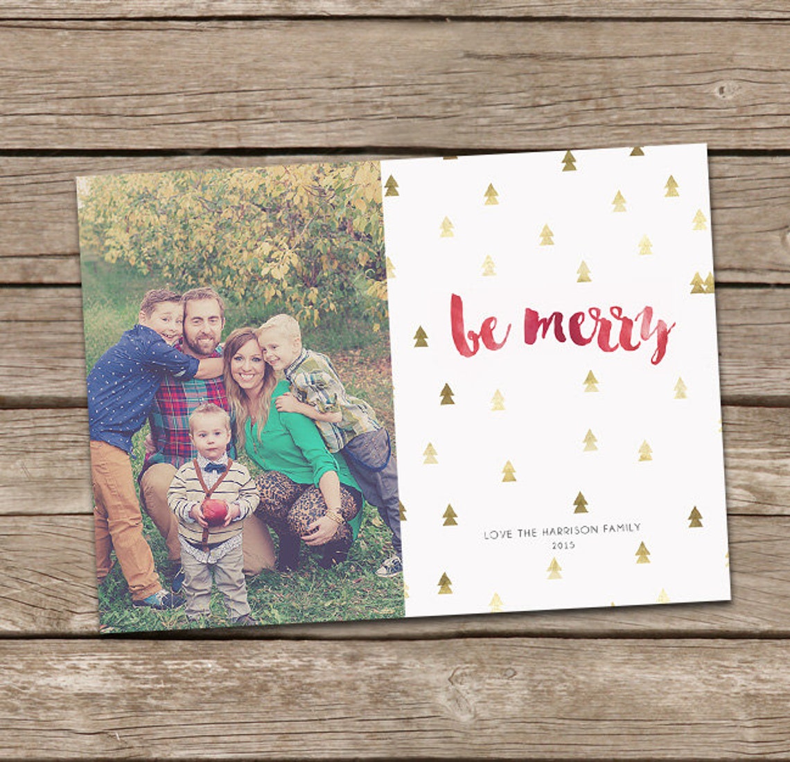 Photo Christmas Card Be Merry Custom Photo Holiday Card Etsy Christmas Card Custom