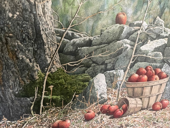 Vintage Print-Windfalls: Apple Print by Helen Rundell