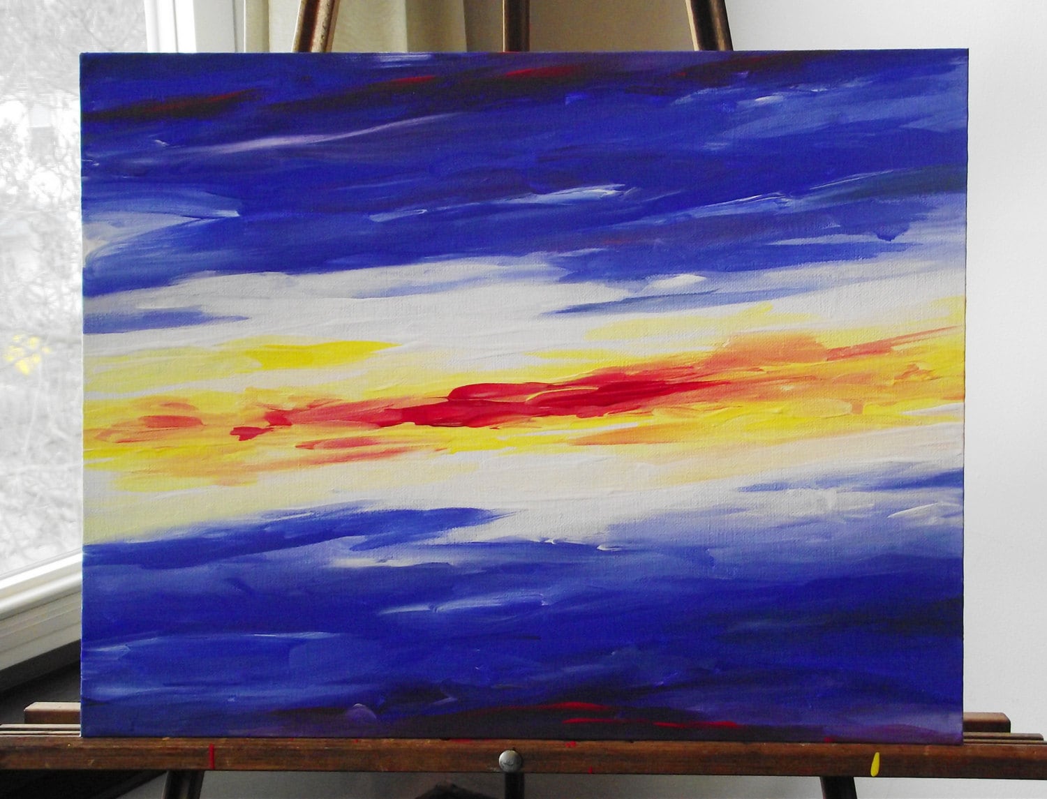 Yellow Streak original acrylic painting Etsy