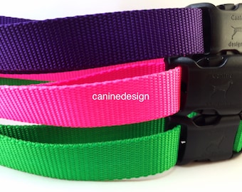 Dog Collar, Choose Your Color, Quick Release Buckle, 1 inch wide, adjustable, nylon