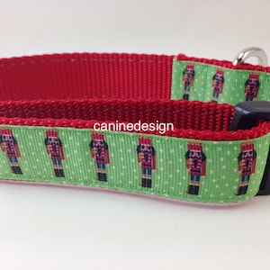 Christmas Dog Collar, Nutcracker, 1 inch wide, adjustable, small, 11-14 inches image 1