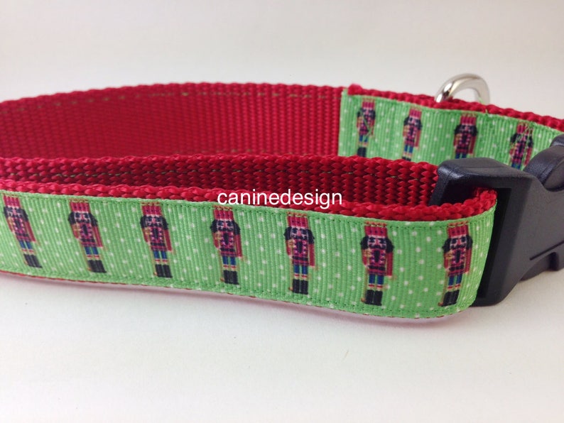 Christmas Dog Collar, Nutcracker, 1 inch wide, adjustable, small, 11-14 inches image 1