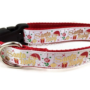 Dog Collar, Santa Baby, 1 inch wide, adjustable, quick release, medium, 13-19 inches image 3