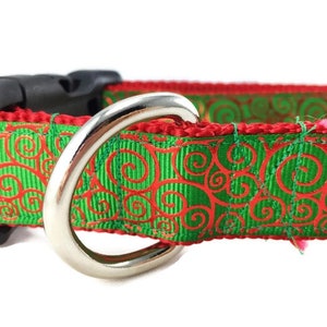 Dog Collar, Red Swirl, 1 inch wide, adjustable, quick release, medium, 13-19 inches image 2