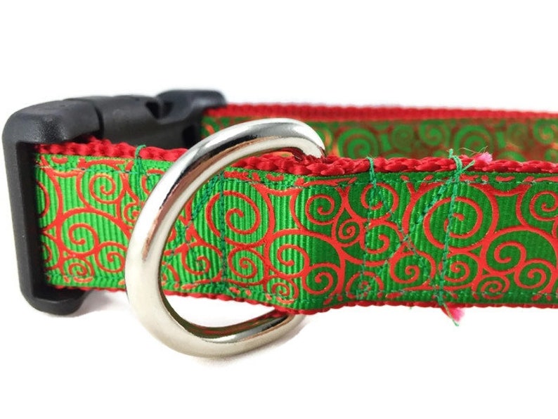 Dog Collar, Red Swirl, 1 inch wide, adjustable, quick release, medium, 13-19 inches image 2