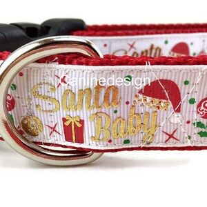 Dog Collar, Santa Baby, 1 inch wide, adjustable, quick release, medium, 13-19 inches image 2