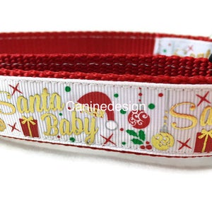 Dog Collar, Santa Baby, 1 inch wide, adjustable, quick release, medium, 13-19 inches image 1