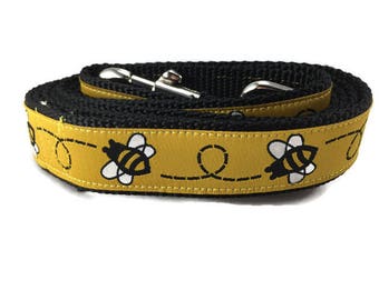 Dog Leash, BumbleBee, 1 inch wide, 1 foot, 4 foot, or 6 foot