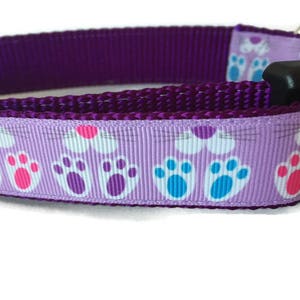 Easter Dog Collar, Bunny Feet, 1 inch wide, adjustable; plastic or metal side release buckle, or chain martingale