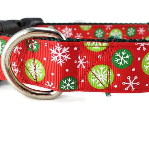 Christmas Dog Collar Christmas Snowflakes in Red 1 Inch Etsy