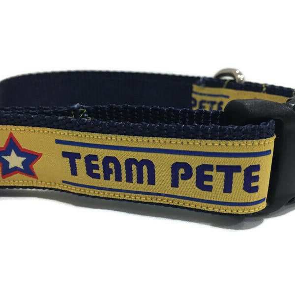 Dog Collar, Pete Buttigieg, Mayor Pete, 1 inch wide, adjustable; plastic or metal side release buckle, or chain martingale