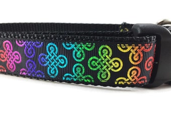 St Patrick's Dog Collar, Celtic Knot, 1 inch wide, adjustable; plastic or metal side release buckle, or chain martingale