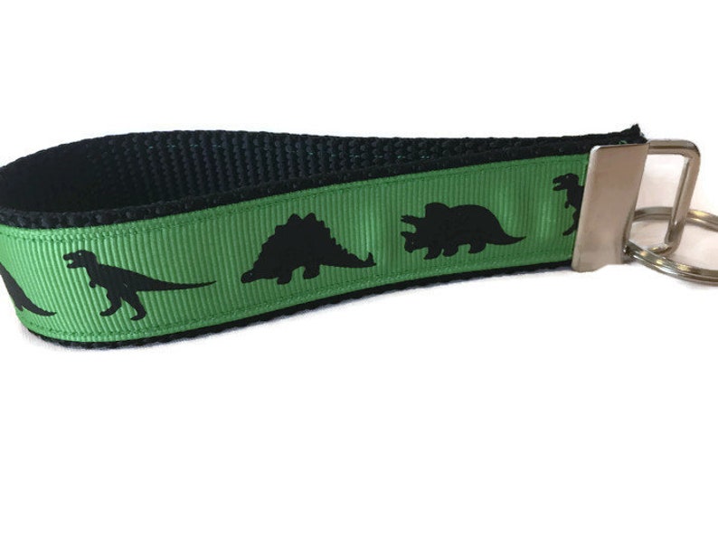 Green Dino Keychain, Key fob, Wristlet image 1