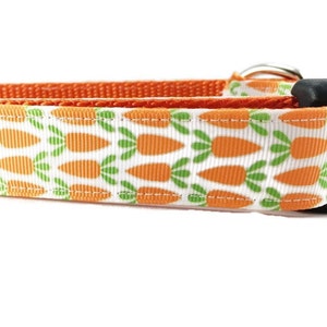 Carrot Dog Collar – Spring or Easter Dog Collar – 1&quot; Wide Adjustable with Buckle or Martingale – Handmade Orange Pet Collar