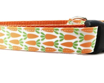Easter Dog Collar, Carrots Dog Collar, 1 inch wide, adjustable, quick release, martingale, chain, hybrid, heavy nylon