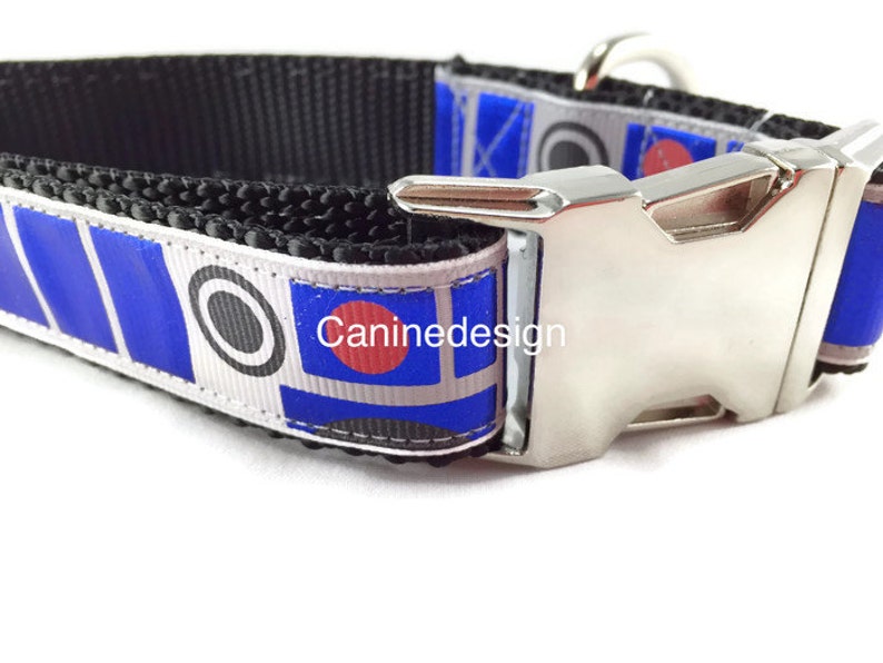 Dog Collar, R2D2, Star Wars, 1 inch wide, adjustable plastic or metal side release buckle, or chain martingale image 3