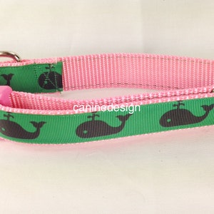 Dog Collar, Whales,1 inch wide, adjustable, plastic quick release, metal buckle, chain, martingale, hybrid, nylon image 4