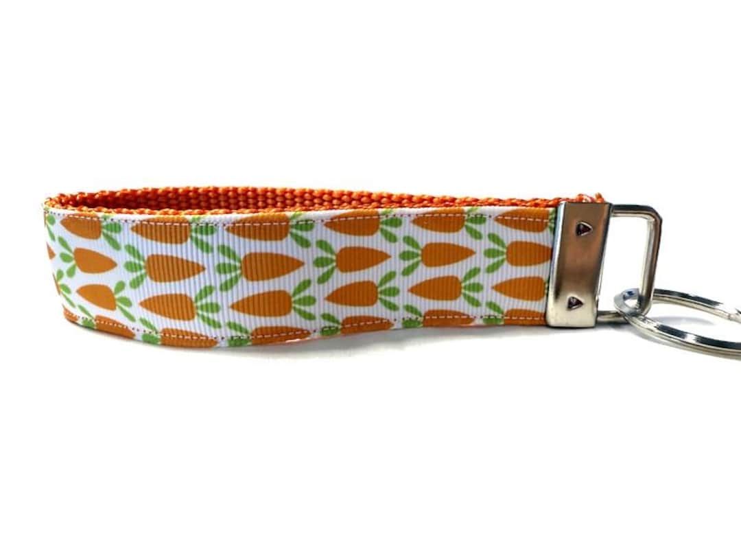 Carrot Key Fob Wristlet — Cute Veggie Keychain, Orange & White Wristlet ...