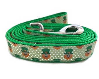 Dog Leash, Leprechaun, Irish, 1 inch wide, 1 foot, 4 foot, or 6 foot