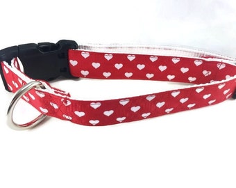 Valentines Dog Leash, Hearts, 1 inch wide, 1 foot, 4 foot, or 6 foot